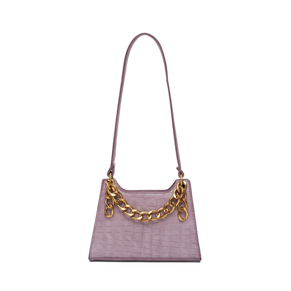 

Stone Pattern Women Handbag PU Chain Underarm Shoulder Tote Bag -Purple, 501 Original