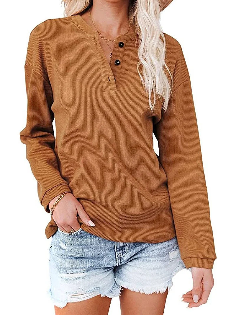 Women Long Sleeve V-neck Top