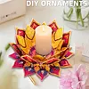 Peinture en diamant en 5D bricol&eacute;e DIY, d&eacute;coration acrylique de bureau, bougeoirs fleurs, lumi&egrave;re de plaques, d&eacute;coration de bureau artisanale pour adultes d&eacute;butants (Lotus-A rouge et jaune)