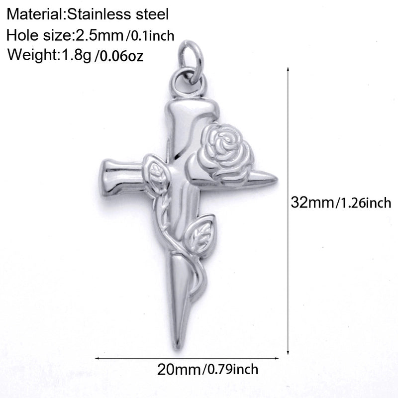1 Piece 304 Stainless Steel Sunflower Compass Shark Pendant Jewelry Accessories