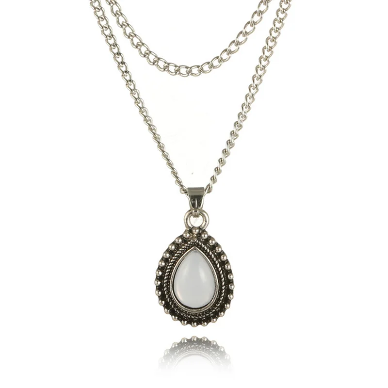 Water Drop Alloy Diamond Double-layer Necklace