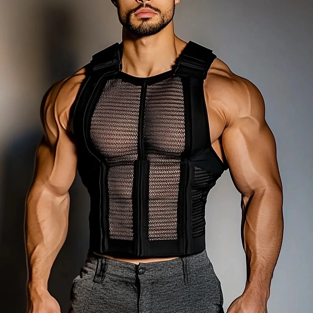 Men's See-through Mesh Personalized Slim Sleeve Tank-inspireuse