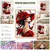 Stamped Cross Cross cross stitch kit for Adults Red Hat Lady 11CT 24x16in tapestrymarket
