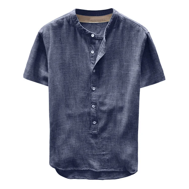 Provence Linen Cotton Short-Sleeve Shirt