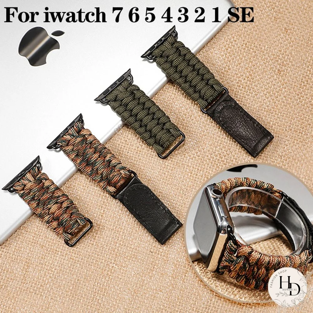 Survival Nylon Rope strap for iWatch series 7 SE 5 6 4 3 2 1 Outdoor sport bracelet for apple watch 41mm 45mm 44mm 40mm 42mm 38mm smartwatch accessories