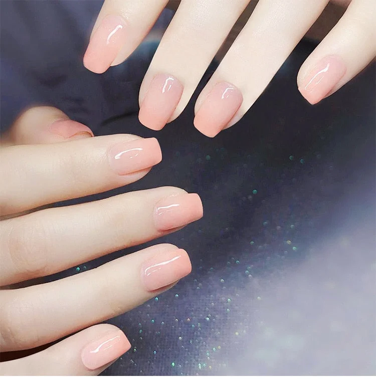 24pcs Wholesales Fake Nails For Women Light Color Solid Color Short Nail Tips Fingernail DIY Nail Art False Nails with Glue-Nail Inspo