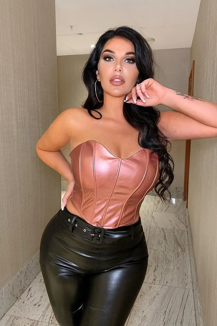 Pink Vinyl Bandeau Crop - Cassandra Katch Me