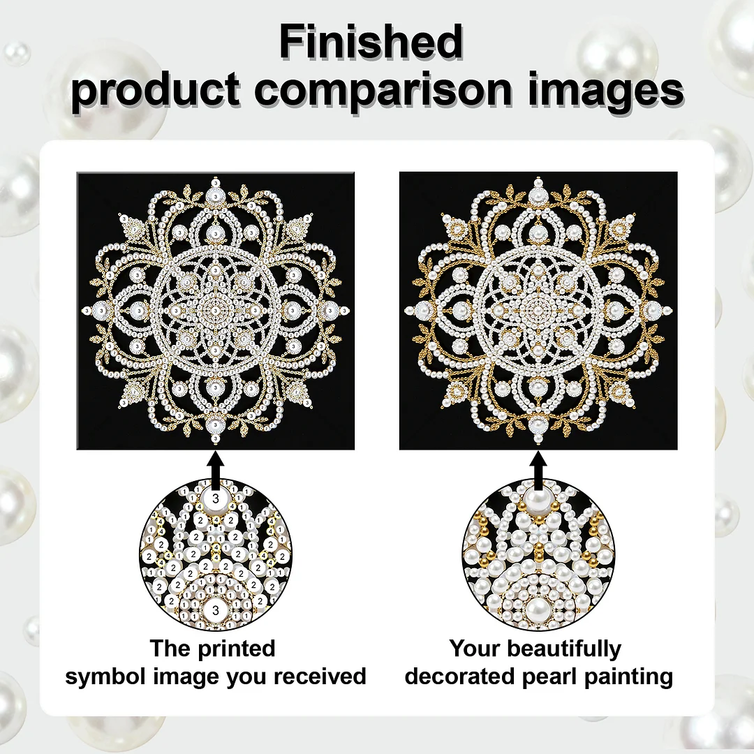 Mandala DIY Pearl Art Diamond Painting Kit for Adult Home Decor 25x25cm With Frame