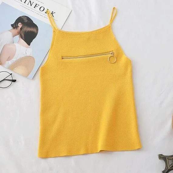 Uveng Uveng Hottie Sexy Care Machine Chest Zipper Slings Summer Dress Women Wear Repair Small Vest Tide