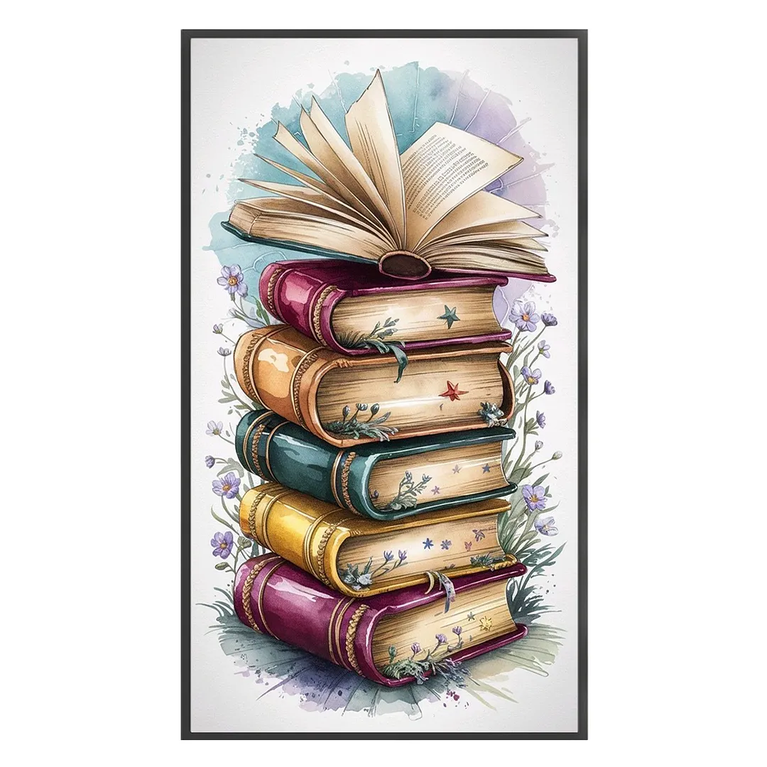 Book Piles Full 11CT DIY Stamped Cross Stitch Kits for Adults Home Decor 40x70cm