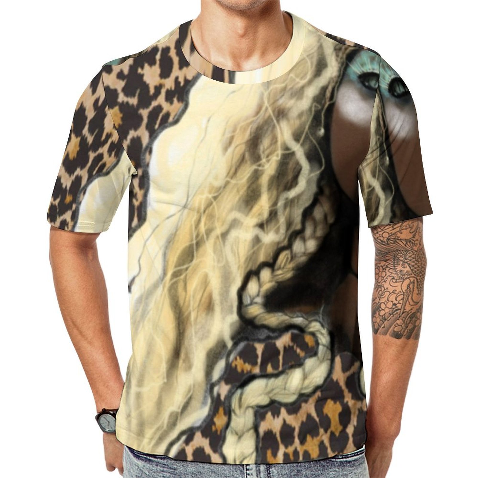 Cheetah Girl Leopard Print Short Sleeve Print Unisex Tshirt Summer Casual Tees for Men and Women Coolcoshirts
