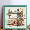 (Stamped/Counted) Retro Floral Sewing Machine - 14CT Cross Stitch 40*40cm/15.75*15.75in