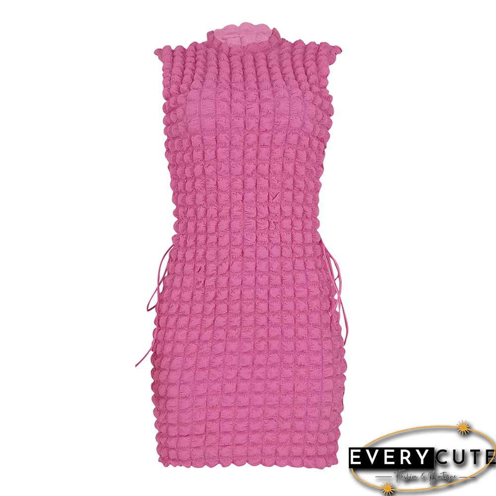 Pink Side Lace-up Sleeveless Bodycon Dress