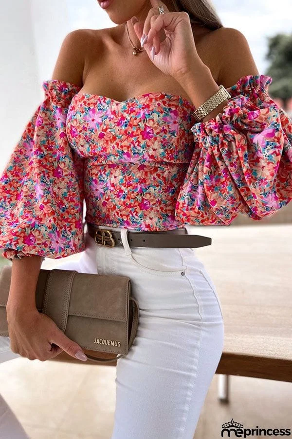 Floral Moment Off Shoulder Puff Sleeve Top