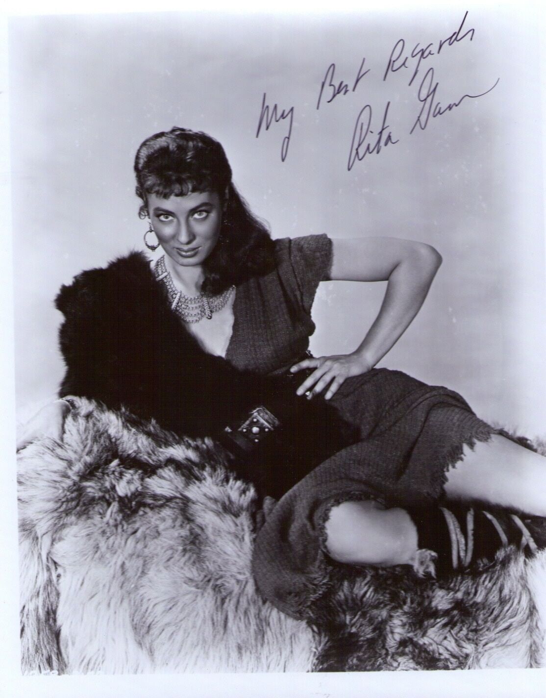 RITA GAM, ACTRESS (DECEASED) AUTOGRAPHED 8X10 VINTAGE Photo Poster painting WITH COA