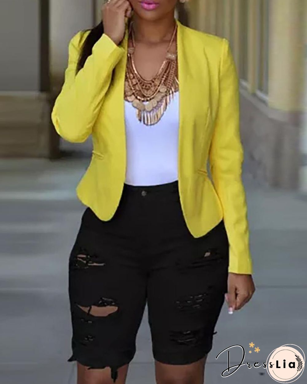 Ripped Cutout Casual Denim Shorts