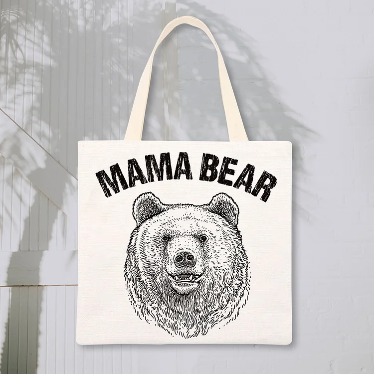 Momma Bear Printed Shoulder Shopping Bag Casual Large Tote Handbag (40*40cm