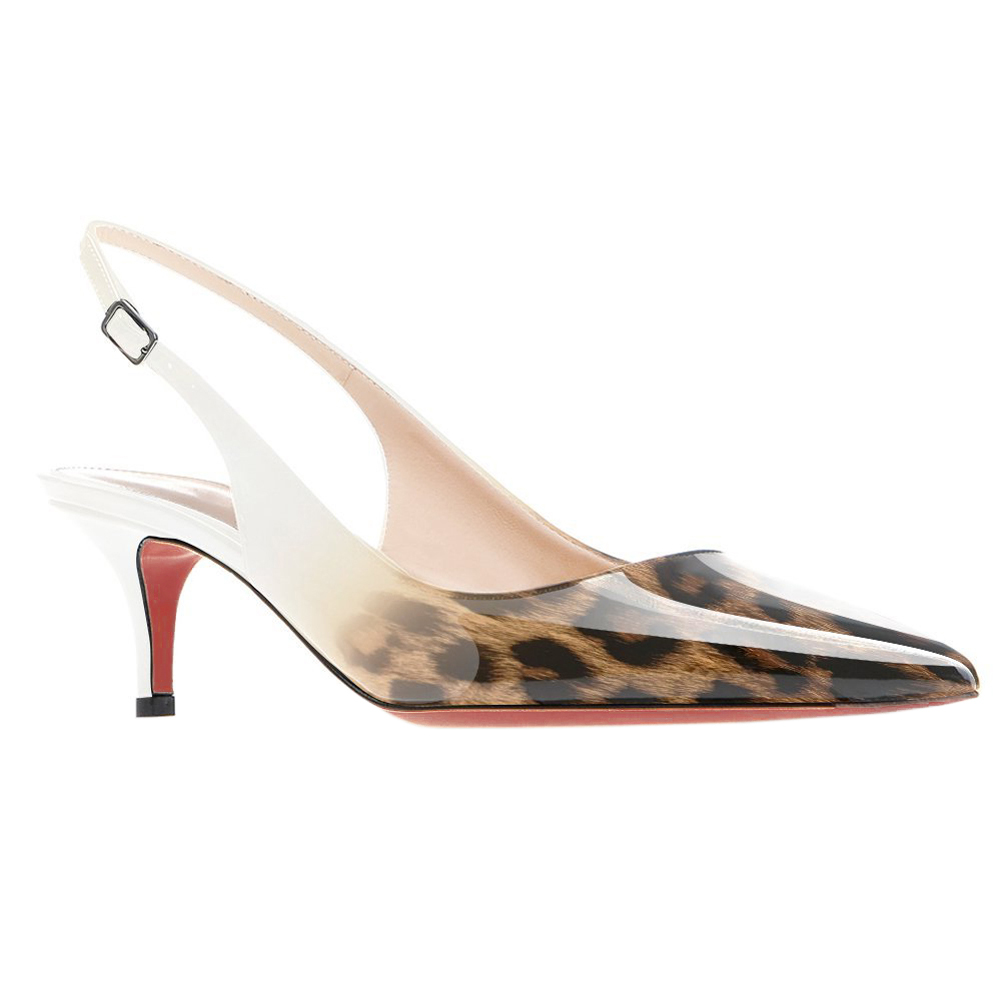 White Leopard Women's Red Bottom High Heels for Party Wedding Pumps Gradient Color-MERUMOTE