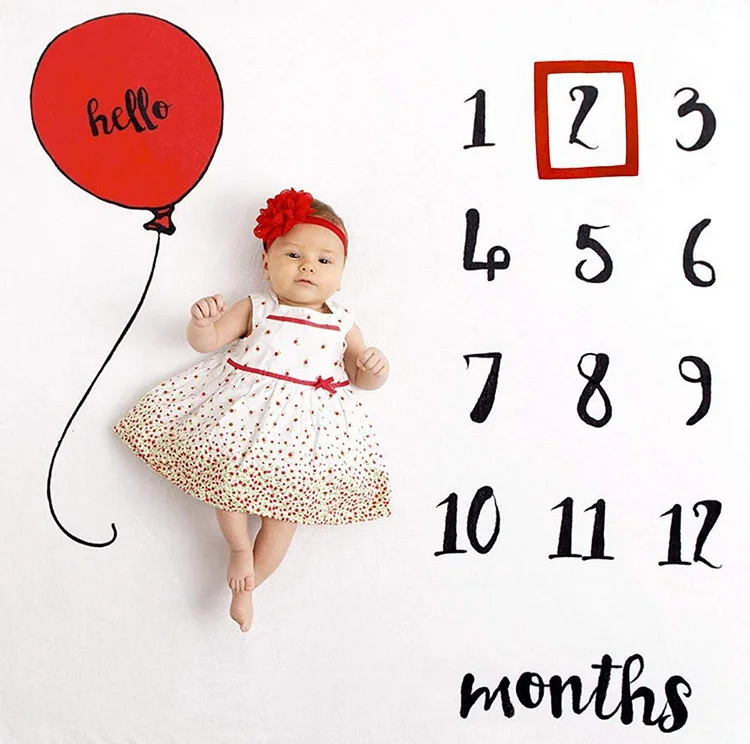 HELLOW Baby Balloon Monthly Growth Milestone Blanket