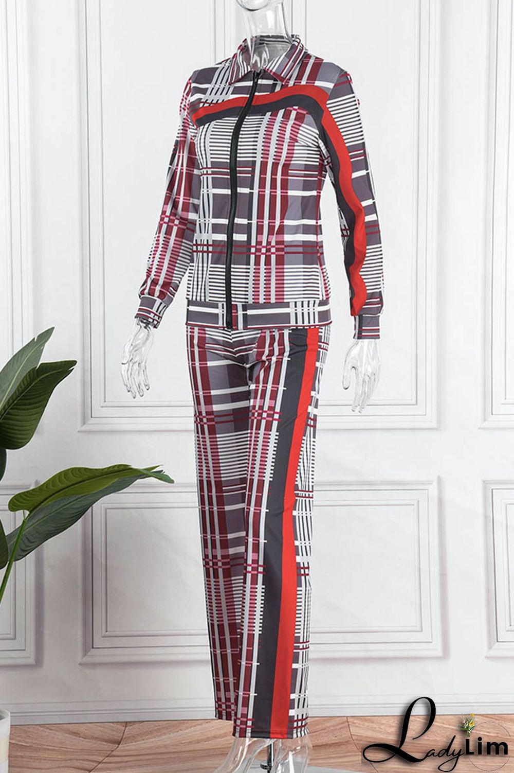 Camouflage Casual Print Patchwork Contrast Turndown Collar Plus Size Two Pieces