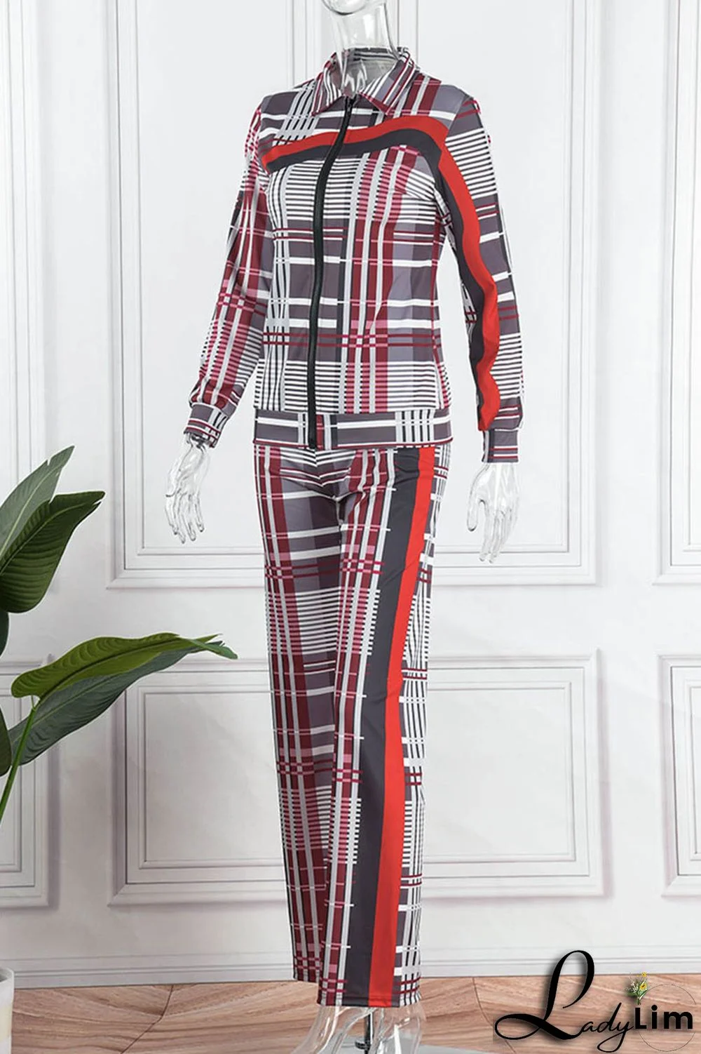 Camouflage Casual Print Patchwork Contrast Turndown Collar Plus Size Two Pieces