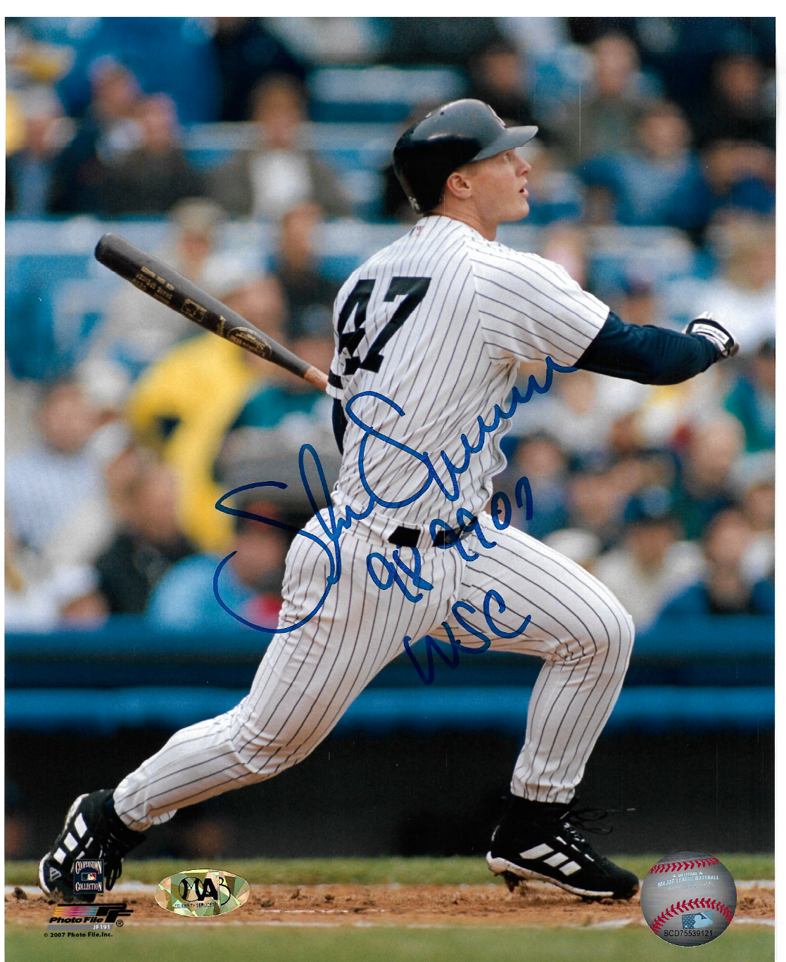 Autographed NY Yankees 98 99 00 WSC Shane Spencer Baseball Signed 8x10 Photo Poster painting MAB