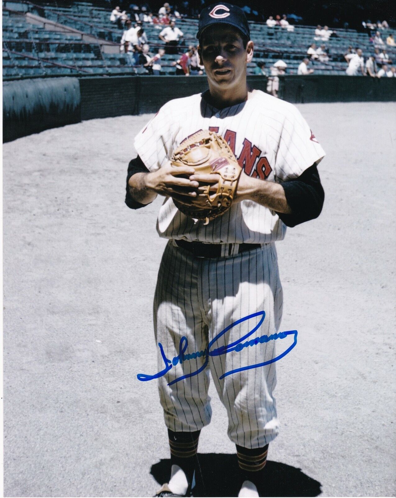 JOHNNY ROMANO CLEVELAND INDIANS ACTION SIGNED 8x10