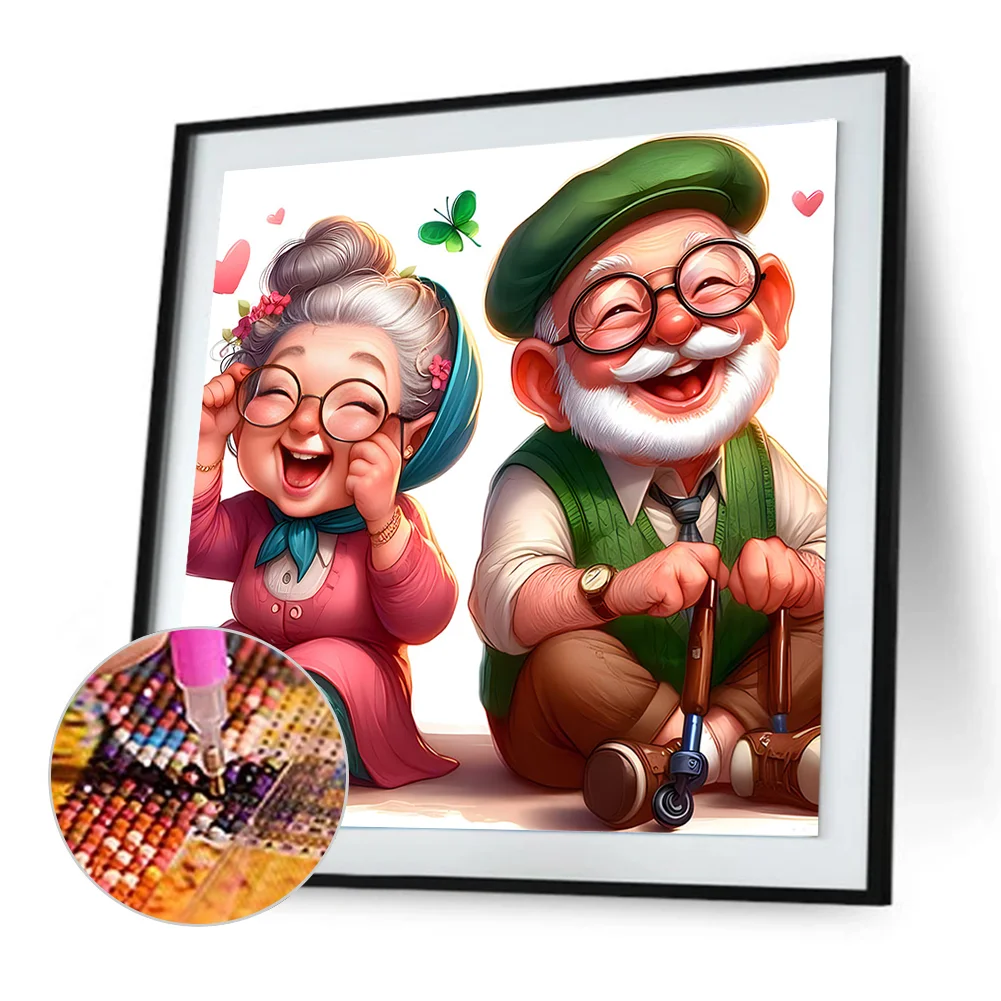 Diamond Painting - Full Round Drill - Old Couple(Canvas|30*30cm)