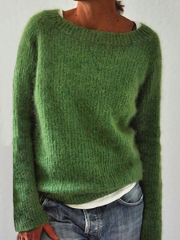 Pullover Simple Solid Color Women's Sweater tjj Shicloths