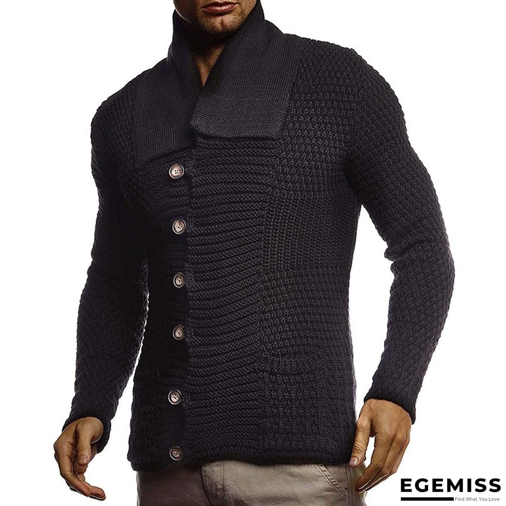 Men's Solid Color Long Sleeve Knitted Cardigan Coat | EGEMISS