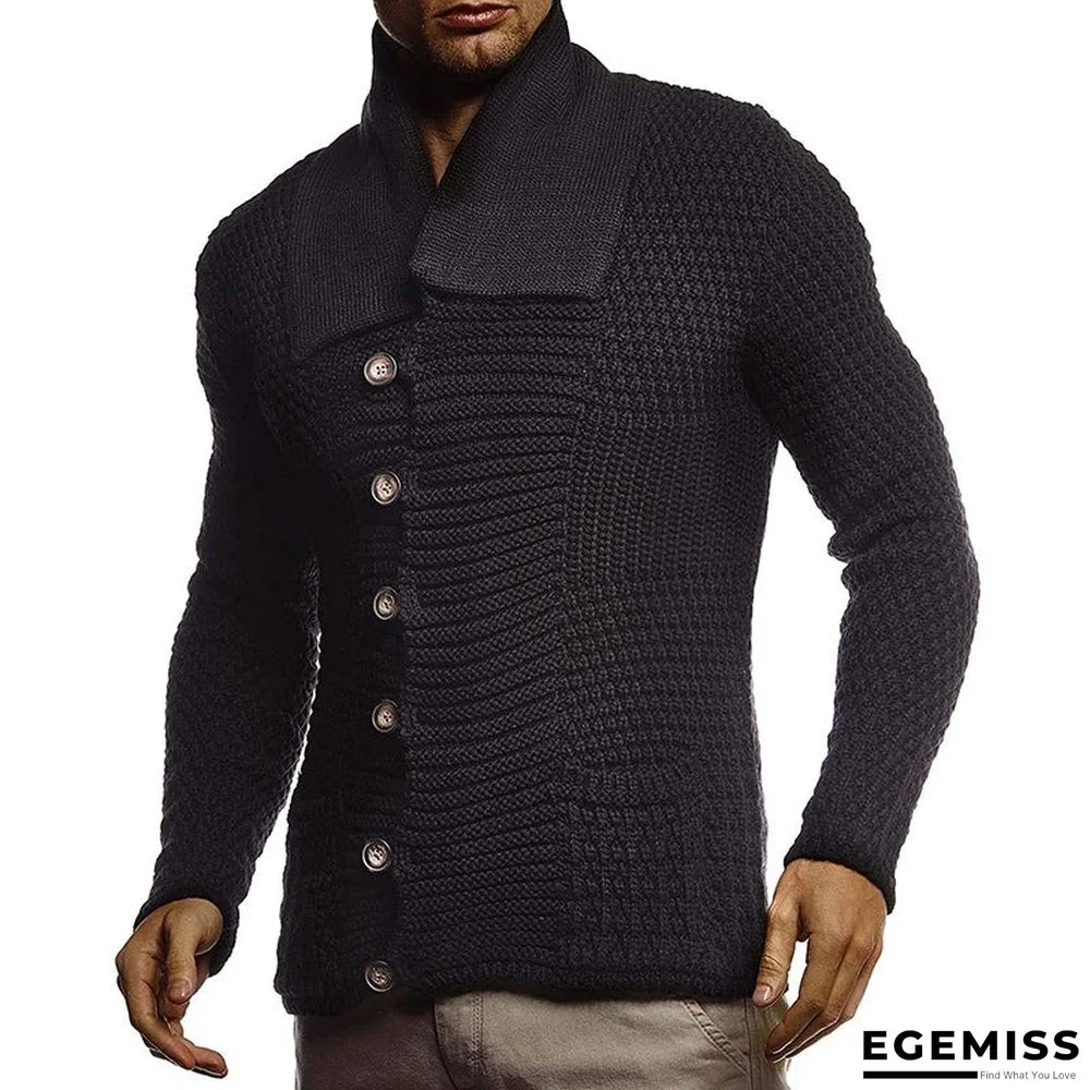 Men's Solid Color Long Sleeve Knitted Cardigan Coat | EGEMISS