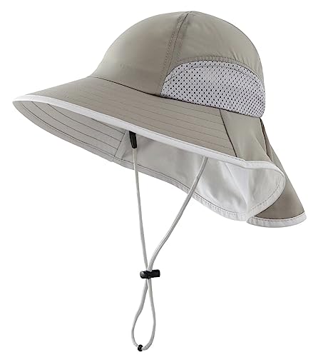 Home Prefer Kids Sun Hat Adjustable Fishing Hat for Boys Grils Breathable UPF 50+ Protection Outdoor Beach Hat with Neck Flap