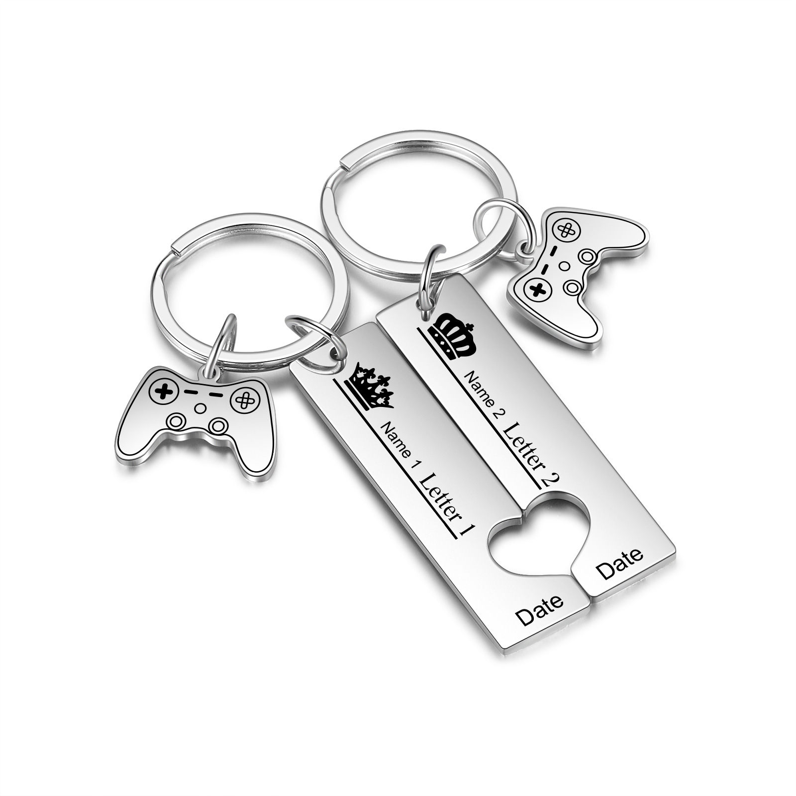 Personalised Couple Keychain Custom 2 Names & 2 Letters & Date Keyring Game Console Valentine's Day Gift for Him/Her-Jessemade AU