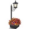 2 In 1 Outdoor Flower Pots Light with Planter Solar Lamp Post Light Freestanding Planters Lamp IP54 Waterproof Decorative Solar Lamp for Terrace Front Pedestrian Hall Decor