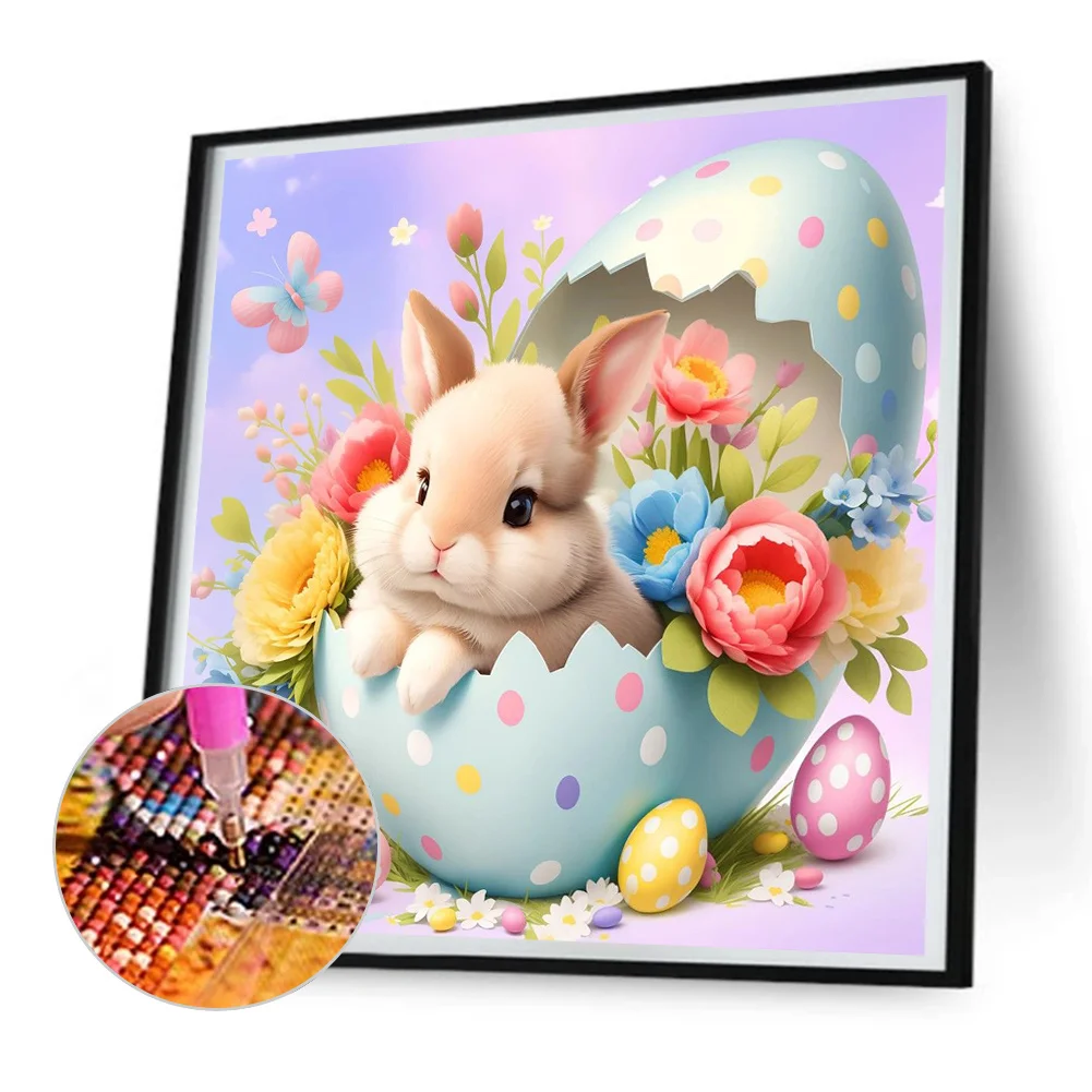 Full Round Diamond Painting 30*30cm - Rabbit In Easter Egg