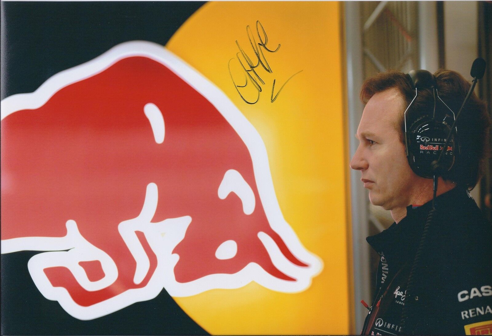 Christian Horner SIGNED Red Bull Classic LOGO AUTOGRAPH 12x8 Photo Poster painting AFTAL COA