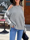 Fashion Solid Color Strapless Stand Collar Knitting Sweater