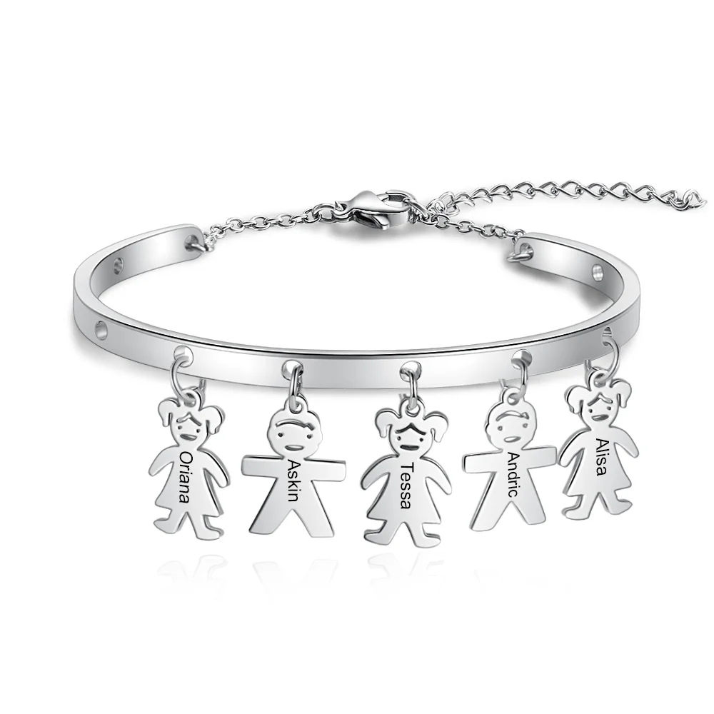 Personalisiertes Armband mit 5 eingraviertem Namen n5-c5 Kettenmachen