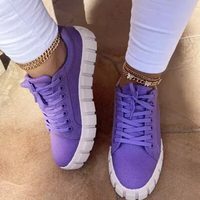 New Canvas Shoes Comfort Casual Shoes for Women Ladies All-Match White Shoes Platform Thick Bottom Women Shoes Plus Size