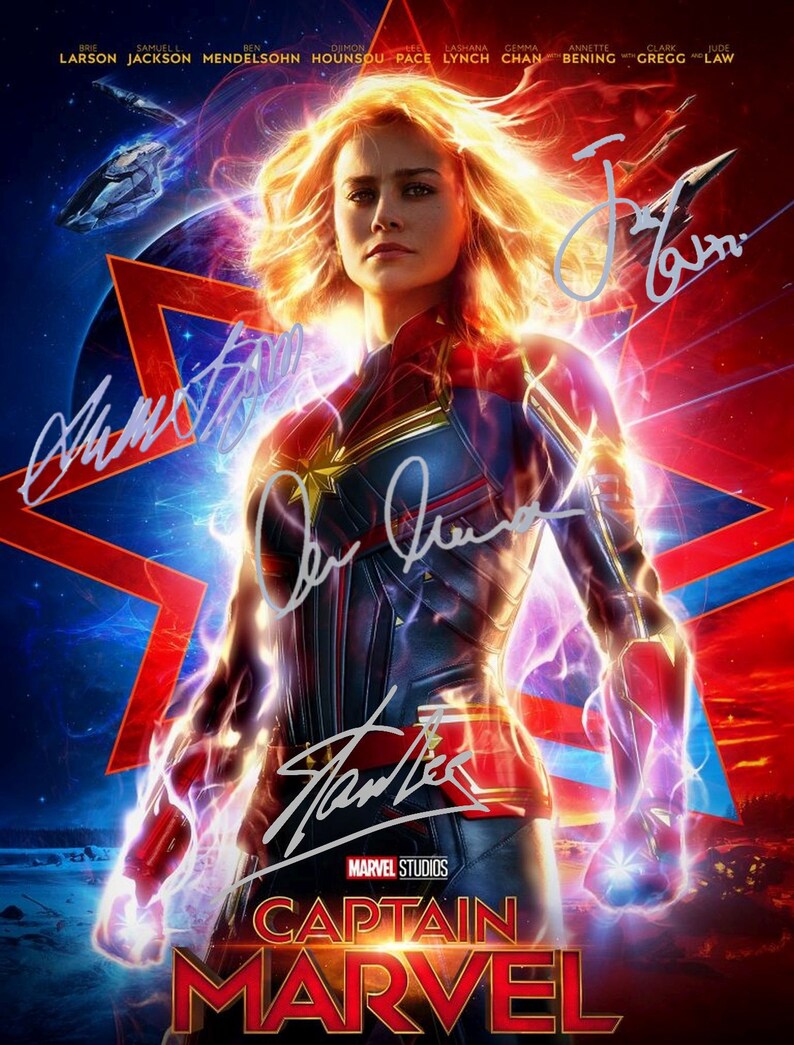 Captain Marvel cast Brie Larson 8.5x11 Autographed Signed Reprint Photo Poster painting