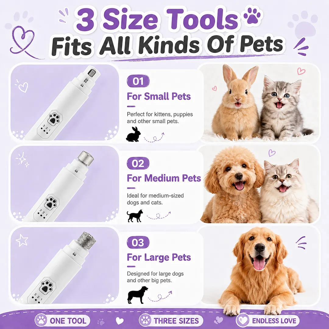 MAXLAPTER Dog Nail Grinder with LED Light, 3-Speed Rechargeable Electric Pet Nail Trimmer, Quiet Low Vibration Nail Grinder for Small Medium Large Dogs and Cats