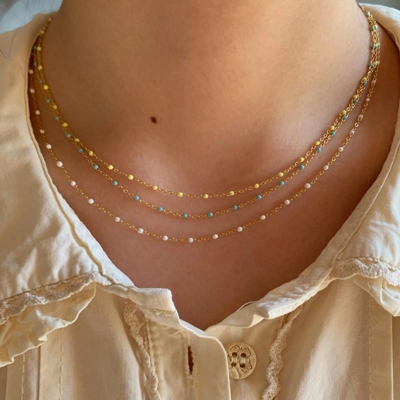 Casual Modern Style Color Block 304 Stainless Steel 16K Gold Plated White Gold Plated Gold Plated Enamel Plating Necklace