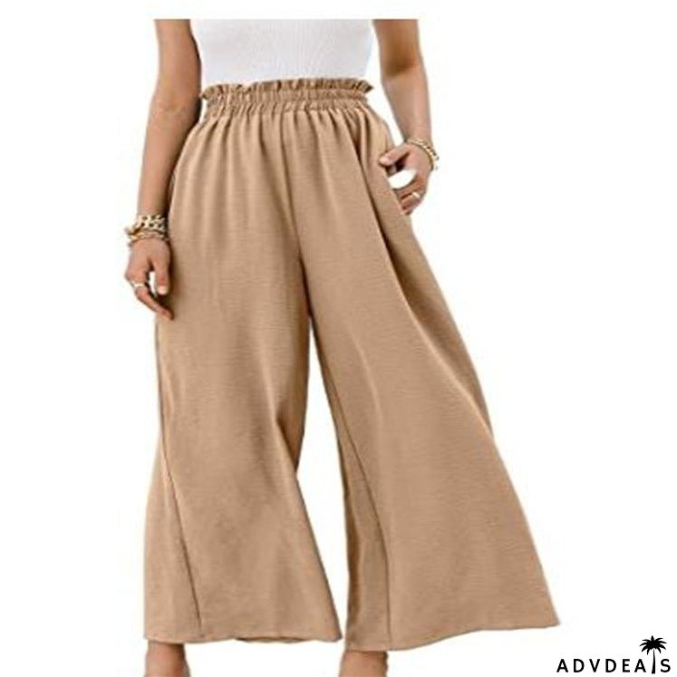 Wardrobe with Cotton Loose Fit Wide-leg Pants for a Slimming Look