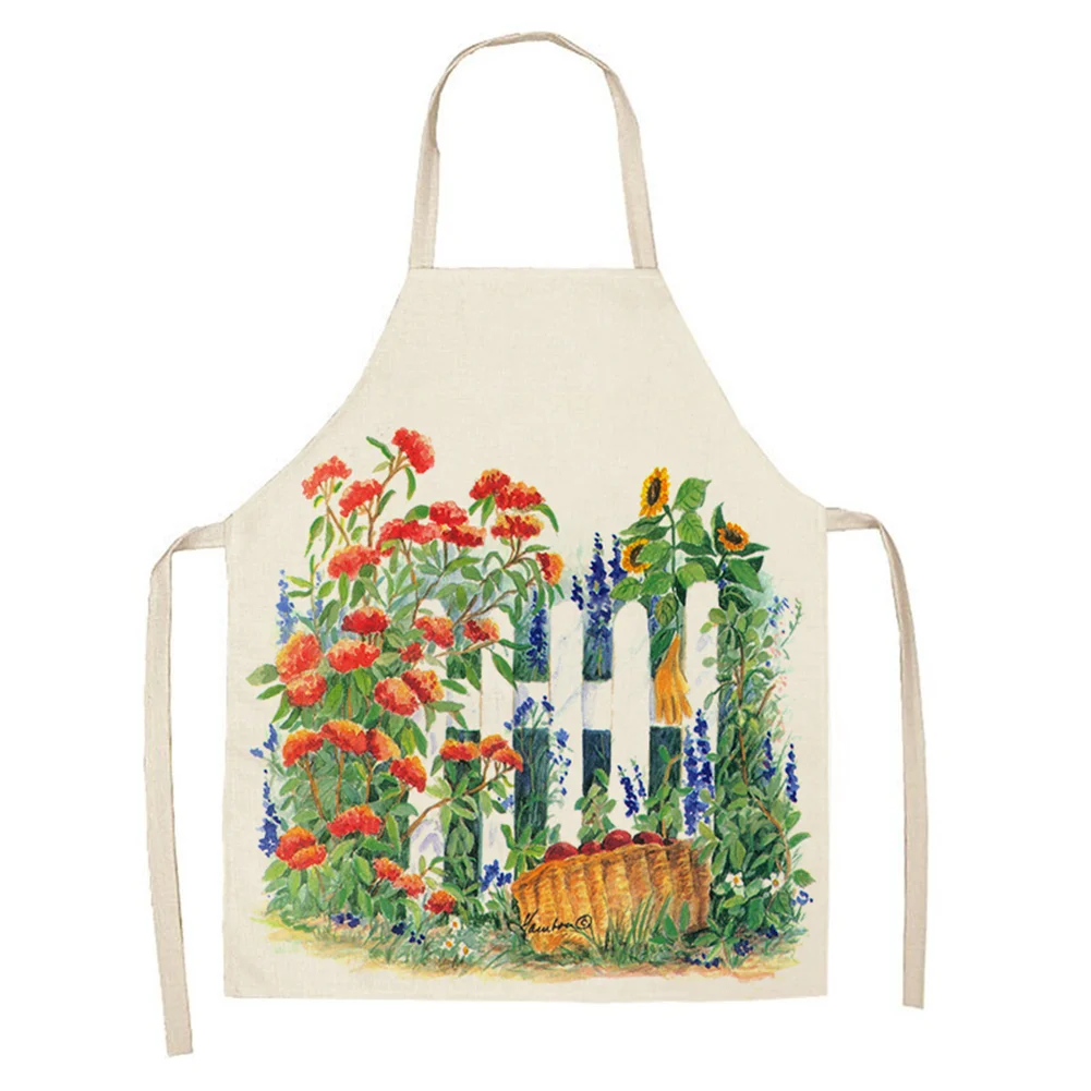 Linen Print Apron - Bamboo Fence  - Waterproof