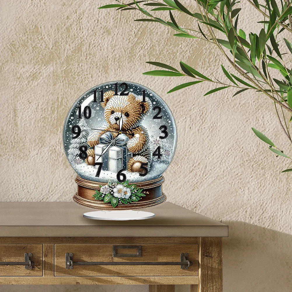 Christmas Crystal Ball Design 2D Flat Acrylic DIY Diamond Painting Clock Kit