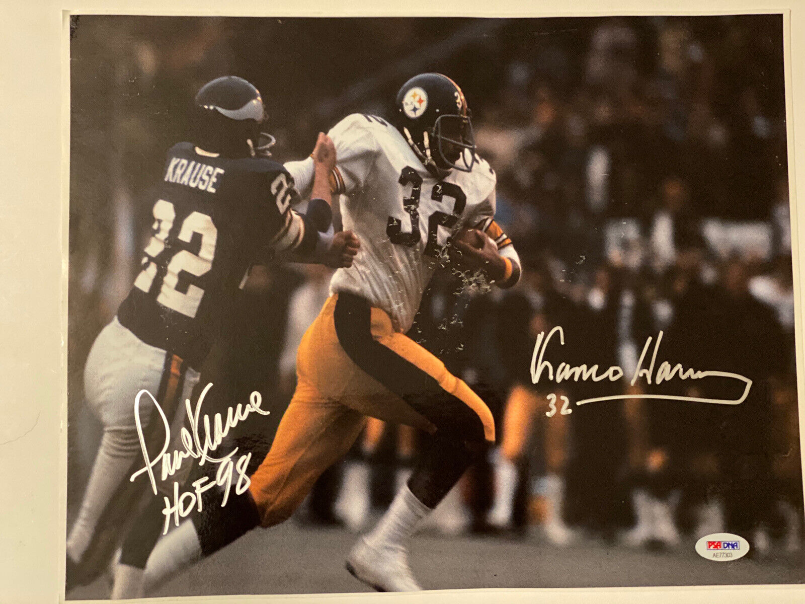 PITTSBURGH STEELERS SIGNED Photo Poster painting W/FRANCO HARRIS/Paul Krause HOF PSA/DNA