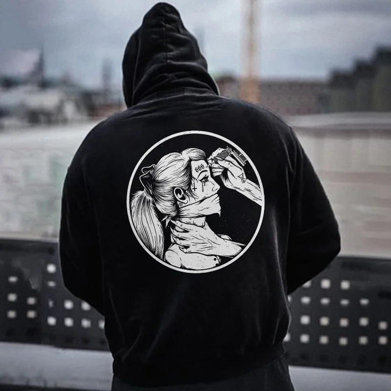 Tattoo Of Death Printed Men's Hoodie -  