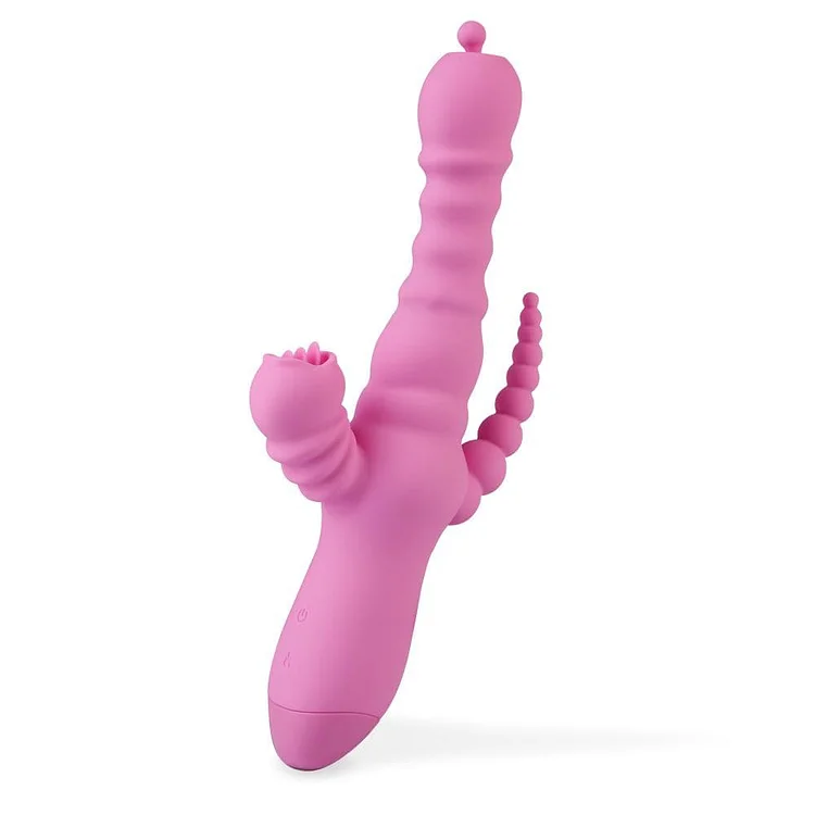 3 in 1 7-Frequency Stretch Three Little Tongues G-spot Stimulator Anal Cunnilingus Vibrator