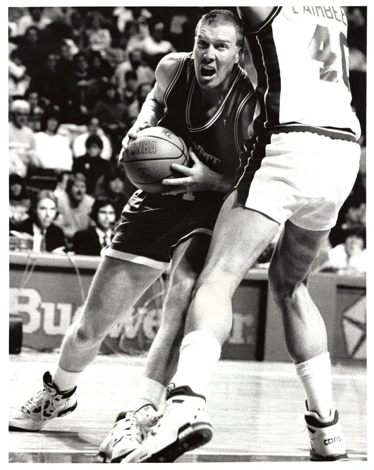 TIM KEMPTON Charlotte Hornets with Bill Laimbeer Basketball NBA 8x10 Photo Poster painting 1988