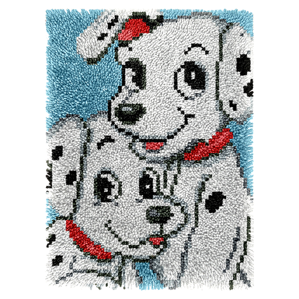 52x38cm Dalmatian DIY Latch Hook Floor Mat Embroidery Latch Hook Carpet for Home